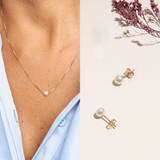 Conjunto Collar y Arete Mini Perla